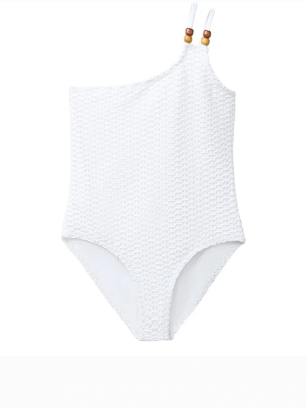 Zara girls white Kids One Piece Swimsuit crochet one shoulder 9/10